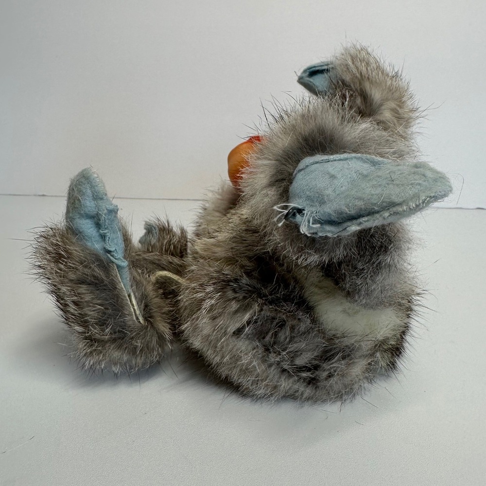 Vintage Monkey Plush Toy Small Gray Real Fur Rubber Face MCM Kitsch Collectible - Picture 6 of 8